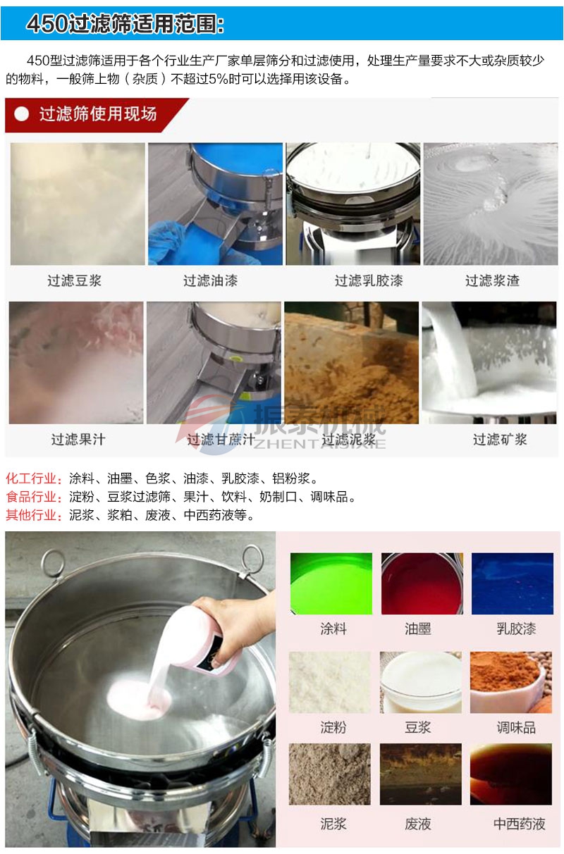 450過(guò)濾振動(dòng)篩行業(yè)應(yīng)用范圍